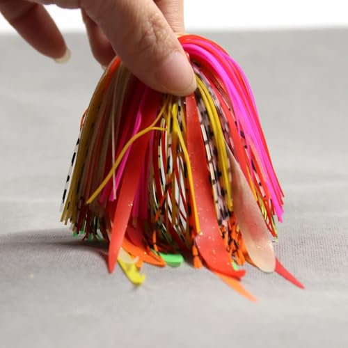 2 piezas falda silicona colores dobles mixtos para pesca miniatura 6