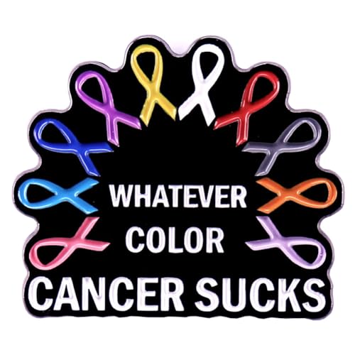 zhanghaoran Whatever Color Cancer Sucks Cancer Awareness Enamel Lapel Pin Colorful Ribbon Brooch Pin Nurse Gift Pin Badge Clothing Hat Backpack Decorations Cancer Support Gift