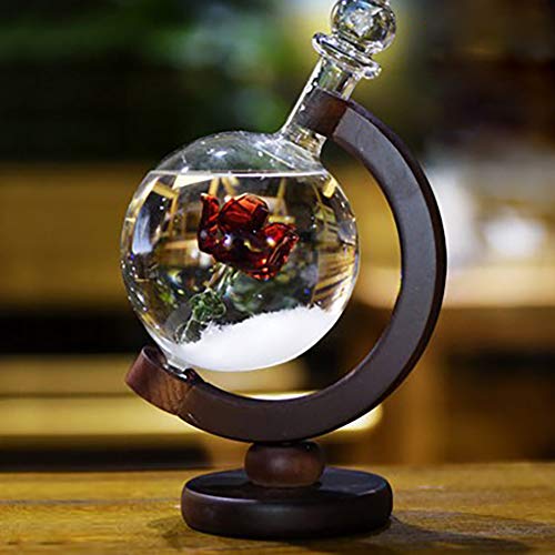 Sturmglas-Wettervorhersage, kreative stilvolle Wetterstation Forecaster Sturmglasflaschen-Barometer, Tischdekoration Handwerk (Rose Globus)