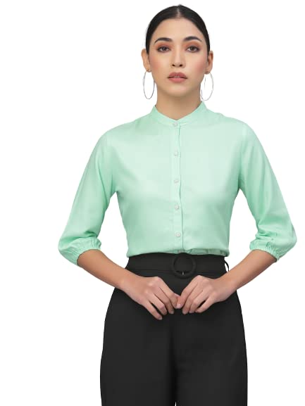 Image of Style Quotient Women Solid Lilac Polyester Formal Shirt