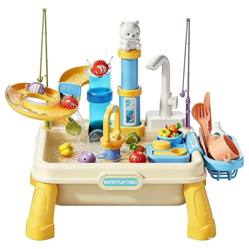 Générique Table d'eau,Bac Sensoriel de Plage avec Pompe | Table d'Activités Aquatiques,pour 4-8 Ans, Jardin, Plage, Parc, Salle de Classe