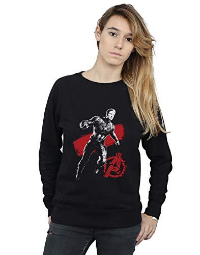 Marvel Women's Avengers Endgame Mono Captain America Sweatshirt Black XX-Large