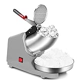 Flexzion Commercial Ice Shaver Machine 143 lbs 180W Sno Snow Cone Maker Shaved Electric Stainless Steel Blade Icee Crusher Hand Push Slice Fruit Vegetable for Party Restaurant Home Use