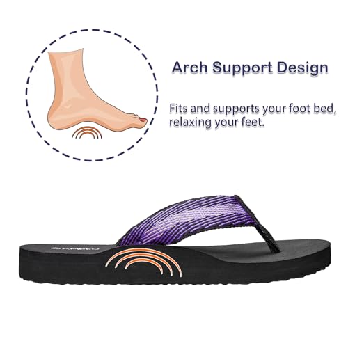 Ampeo Women's Arch Support Flip Flops Comfortable Casual Summer Beach Thong Sandals