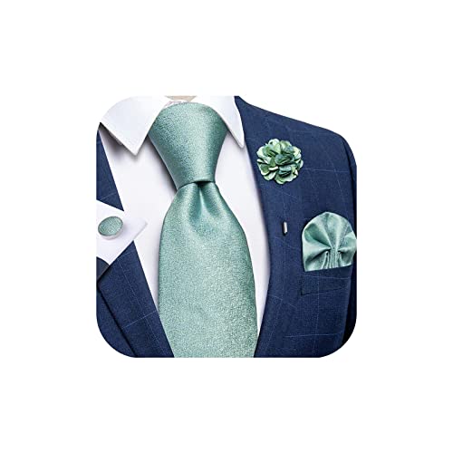 Image of DiBanGu Silk Ties for Men Necktie and Lapel Pin Brooch Set Formal Woven Paisley Plaid Striped Solid Tie Wedding Party