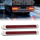 Nilight LED Tail Light 2PCS 17 Inch 40LED Red Running Tail Stop Brake Lights w/Chrome Bezel Waterproof Surface Mount for 12V Towing Trailer Truck RV Camper Boat