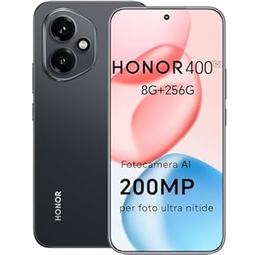 HONOR 400 Smartphone 5G Dual SIM NFC,200MP con AI fotografica, 8GB/256GB,5300 mAh, 6.55 pollici AMOLED Eye-Care Display cellulare, Snapdragon 7 Gen 3 telefono,Smartphone con Android 15,Midnight Black