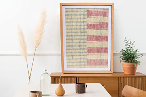 Creative Co-Op Boho Handwoven Cotton Wall Art with Wood Frame and Plastic Cover, Multicolor