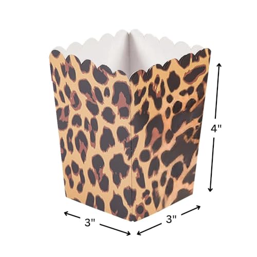 Image of Fun Express Animal Print Mini Popcorn Boxes - Vibrant Party Supplies VBS Vacation Bible School Birthday Baby Showers Special Events - Fun Decorative Snack Containers for Popcorn - Multicolor 24 Pieces