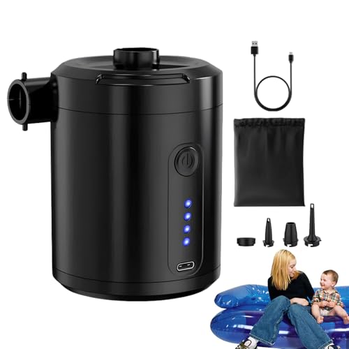 Bomba de aire portátil, inflador rápido portátil para flotadores de piscina, herramienta de compresor rápido de bajo ruido, inflador inalámbrico de colchón para viajes, flotadores de piscina al aire