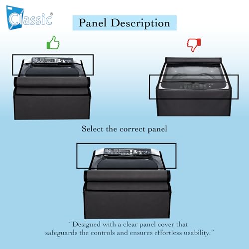 Image of Classic Top Load Washing Machine Cover Suitable For Whirlpool 360 / Stain Wash Back Panel 6 Kg, 6.5 Kg, 7 Kg, 7.5 Kg, Waterproof & Dustproof (58cmsX58cmsX97cms, Black)