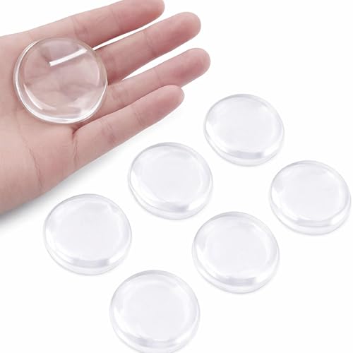 6Pcs Door Stopper Silicone Transparent Round Door Handle Protectors Self Adhesive Wall Protector Door Handle Stopper Bumper Pads Rubber Door Stop for Indoor Wall Fridge Cabinets