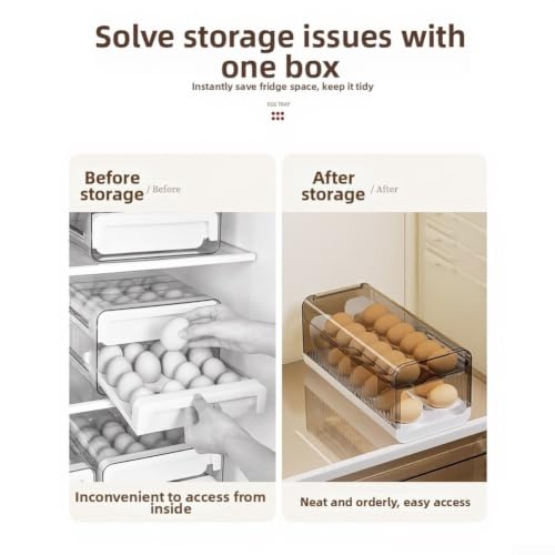 Soporte para huevos transparente para organizar desayunos en neveras modernas 5