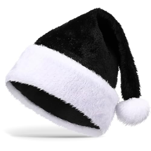 Geyoga 1 Stück Weihnachtsmütze Nikolausmütze Weihnachtsmütze aus Plüsch mit Dickem Rand Weihnachtsmannmützen für Erwachsene Festliche Neujahrsparty