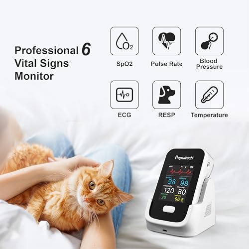 Image of 6 Parameters Veterinary Vital Signs Monitor,Bluetooth Veterinary Pulse Oximeter for Dogs, Rechargeable Blood Pressure Monitor for Pets,Oxygen Spo2 Monitoring Tools for Family Clinic Use