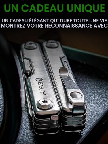 BIBURY Pince Multifonctions, Multitool Poche EDC, Outil Multifonction avec Brise-vitre, Multi Tool pour les Urgences et l'usage Quotidien, Idée Cadeau Homme, Gadgets EDC, Cadeau Noel Homme - Argenté – vue 9