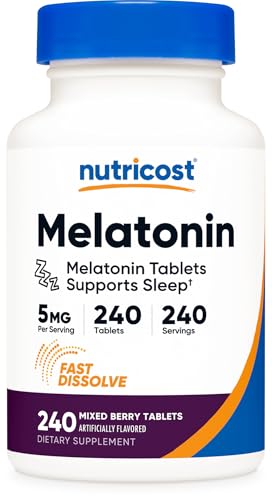 Nutricost Melatonin 5mg, 240 Fast Dissolve Tablets (Mixed Berry Flavor) - Non-GMO, Gluten Free