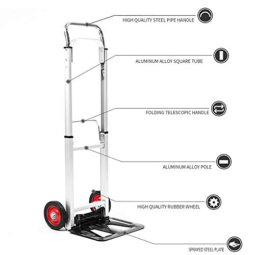 Hand Truck Dolly Aluminum Foldable Hand Cart With 6" Wheels 220 Lb Capacity #TOP1