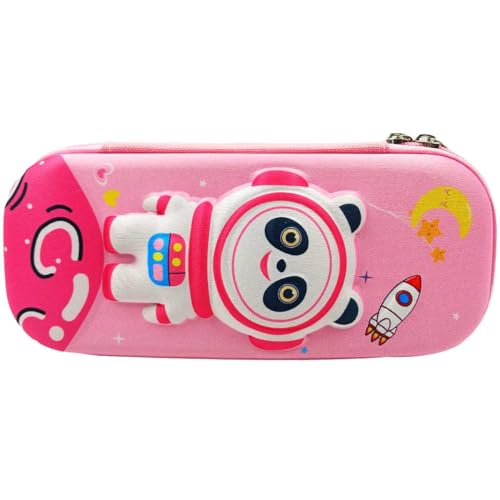 Generic Estojo Escolar Infantil 3D Panda Astronauta Espacial Rosa 22x9cm