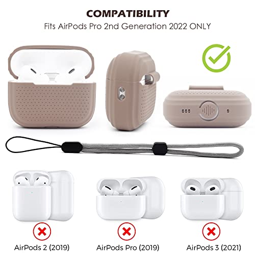 Silicone Case For Airpods Pro 2Nd Generation 2022 With Hand Strap,Liquid Silicone,Dustproof (Milk Tea) #TOP1
