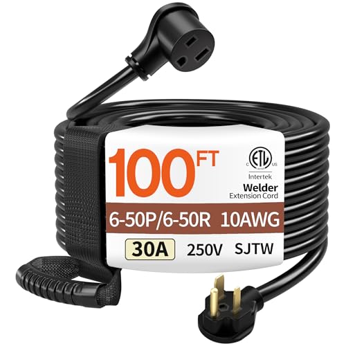Deeklify 100FT 30Amp 10 Gauge Welder Extension Cord 6-50P/R 250V Heavy Duty