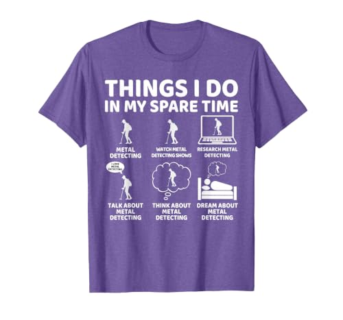 Things I Do in My Spare Time Detectorist Metal Detecting T-Shirt, Men, Purple Heather, Small