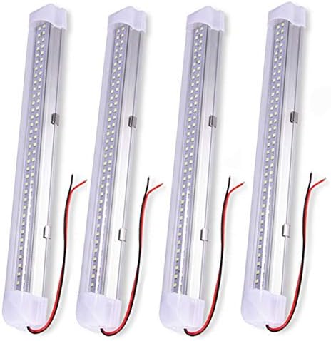Caxmtu 12V Interior LED Light Bar White Lamp 72 LEDs Universal Strip Light for Motorhome Car Camper Van Bus Caravan Boat Motorhome Indoor Kitchen Bathroom with ON/Off Switch (4 Pack)