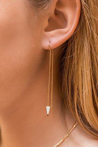 Benevolence LA Dagger Threader Triangle Earrings | Gold Dipped Earring | Dangle Drop Long Chain Double Piercing Accessories for Women | Gifts for Mom, Girlfriend, Sister3