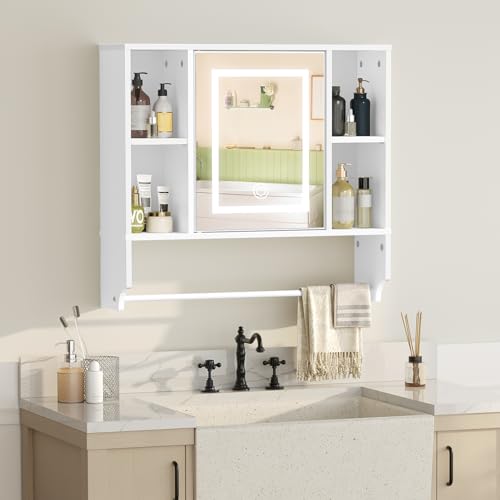 MAHANCRIS Bathroom Wall Cabinet with Mirror, Wall Mounted Medicine Cabinet
