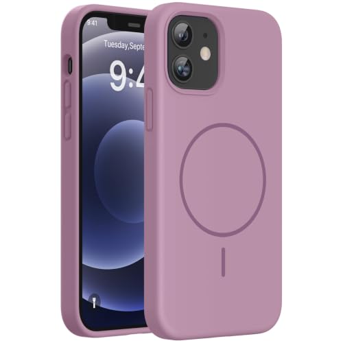 Image of Miracase Magnetic for iPhone 12 Case /iPhone 12 Pro Case, [Soft Anti-Scratch Microfiber Lining], Compatible with MagSafe,Liquid Silicone Shockproof Drop Protection Phone Case for 12 /12 Pro,Blackcurrant
