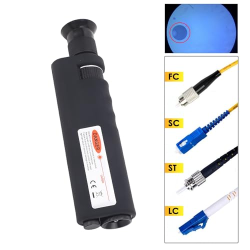 Image of Fiber Optic Microscope Monocular Handheld Fiber Optic Inspection Microscope 400X Optical Communication Fiber Cable Inspection Microscope Magnifier Built-in Adapter Interface SC /LC /FC /ST