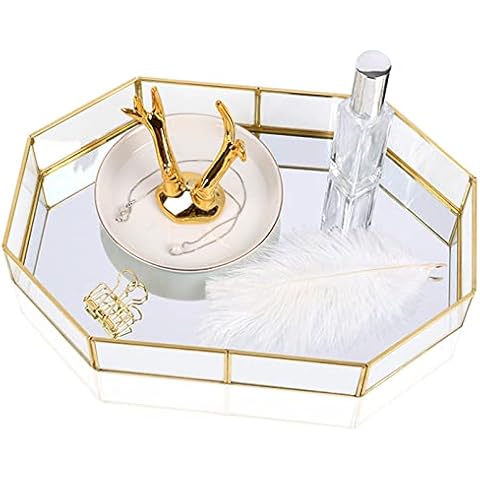 Spiegeltablett Nordischer Stil Bootoow Gold Verspiegelt Metall Deko Tablett Kosmetikschmuck Organizer Cover