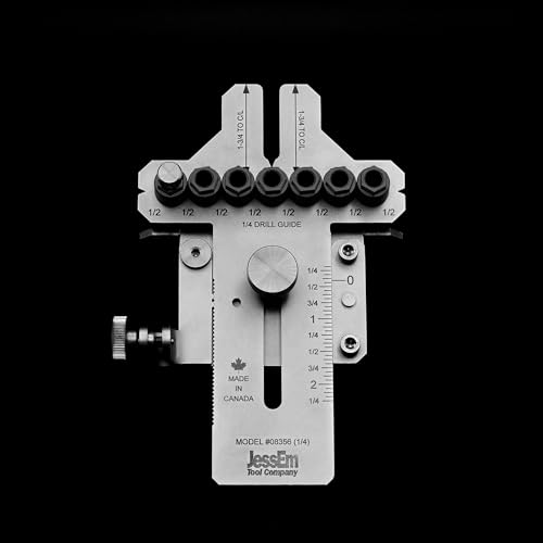 Image of JessEm 08358 Seasoned Pro Stainless Steel Dowelling Jig Complete Kit with 1 /4 inch, 3 /8 inch and 1 /2 inch Guides, Three Angle Bases, Wall Bracket, Precision Woodworking Joinery Tool
