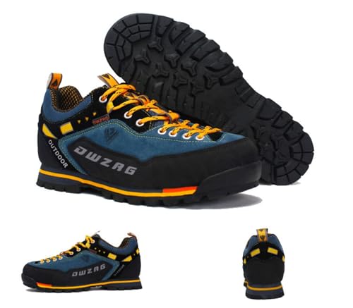 YUETU Outdoor Hiking Boots,Anti-Slip Mountain Climbing Trail Shoes, Greyred and Blueyellow,Size 6.5-10.52