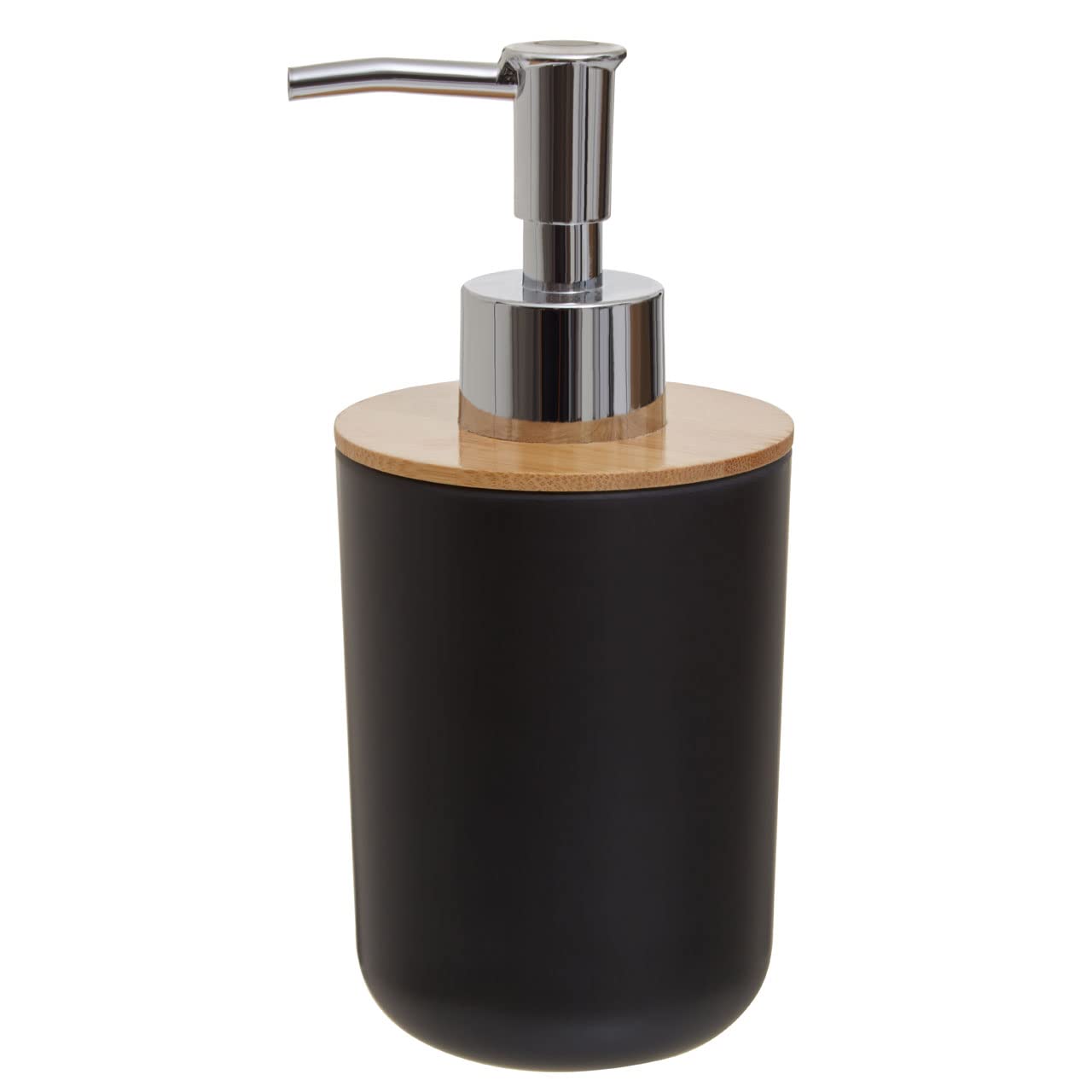Premier Housewares Lotion Dispenser/Black Soap Dispenser/Stylish Wooden Pump Bottle Dispenser W8 x D8 x H16cm