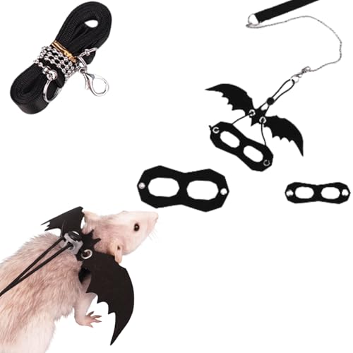 Image of Sugar Gliders Harness Leash Set - 3 Pcs Training Walking Gear Small Animal Adjustable Traction Ropes Vest for Squirrels Hamsters Rats Gerbils Reptiles Bearded Dragon Lizards (Black)