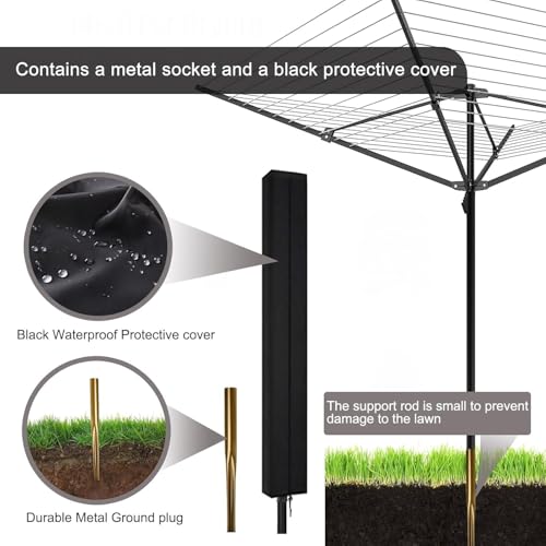 MEILANHUI Umbrella Clothesline Outdoor, Rotary Retractable Clothes Line Outdoors Adjustable Height Drying Rack Clothing 4 Arms 12 Lines with 165 Feet Heavy Duty Outdoor Clothesline for Backyard by MEILANHUI - Image 5