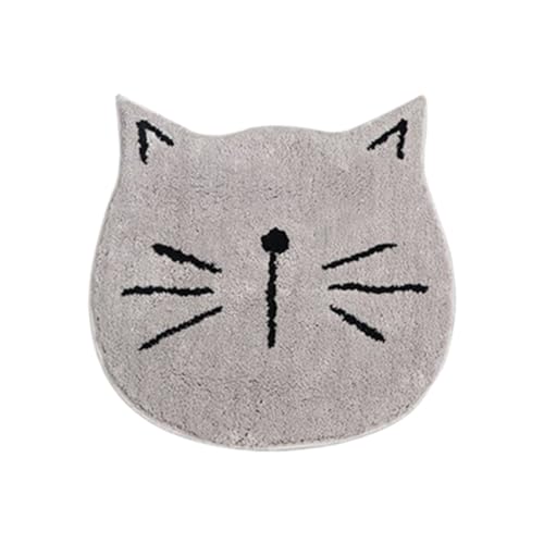 Tapis de bain gris chat 60x60 cm non absorbant tapis douche - 2