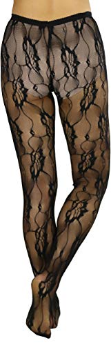 Image of ToBeInStyle Women's Elegant Floral Lace Inspired Spandex Net Full Length Tights