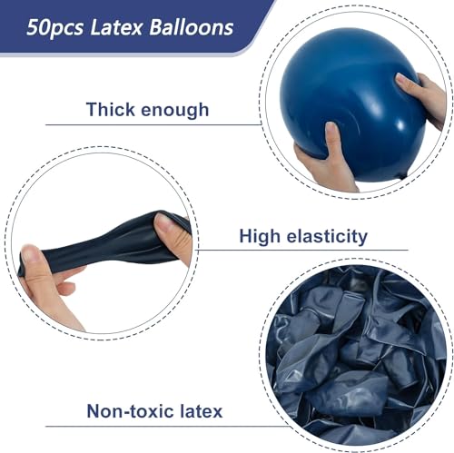 Image of 50 Pcs Retro Balloons Made of Strong Rubber (Navy Blue)