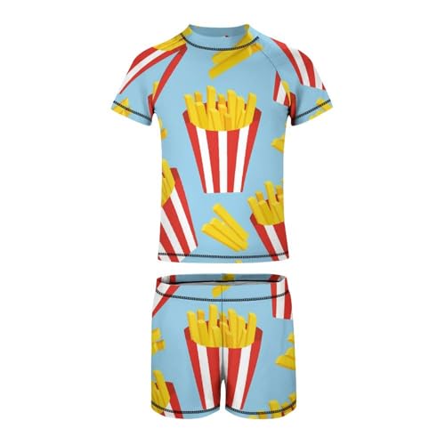 Cartoon French FriesChildren's Swimsuits Boys Two Piece Suit7-9Y（120cm）2