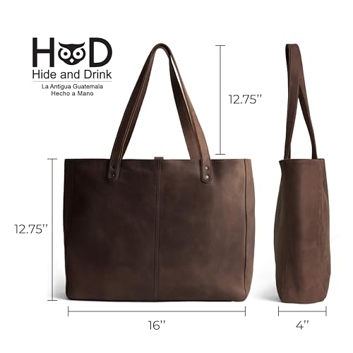 Leather Formal Tote Bag for Women, Large Shoulder Bags for Work, Womens Business & Casual Purse, Ladies Laptop Totes (Bourbon Brown) by Hide & Drink - Image 5