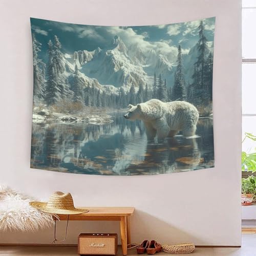 Tapisserie Ours 3D effet décoratif grand format 180x230 cm pour votre intérieur