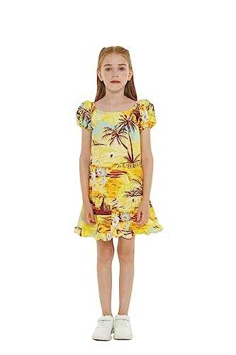 Girl Hawaiian Simple Muumuu Dress in Sunset and Dolphin