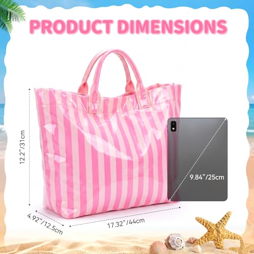 Bolso Tote rayado de PVC para mujer resistente al agua miniatura 4