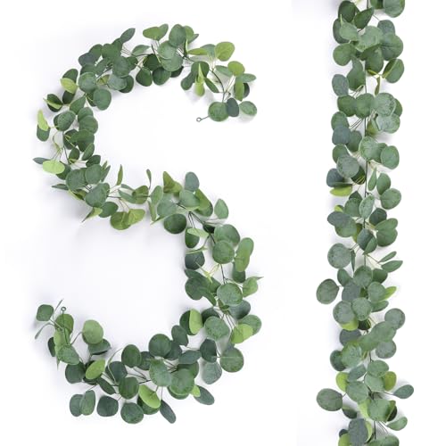 N&T NIETING Eukalyptus Girlande Künstlich 2 Stück 1 8m Eukalyptus Deko Hängepflanzen mit Blättern Grün Künstliche Girlande Pflanze für Hochzeit Tischdeko Party Frühlingsgirlande Blumenschmuck
