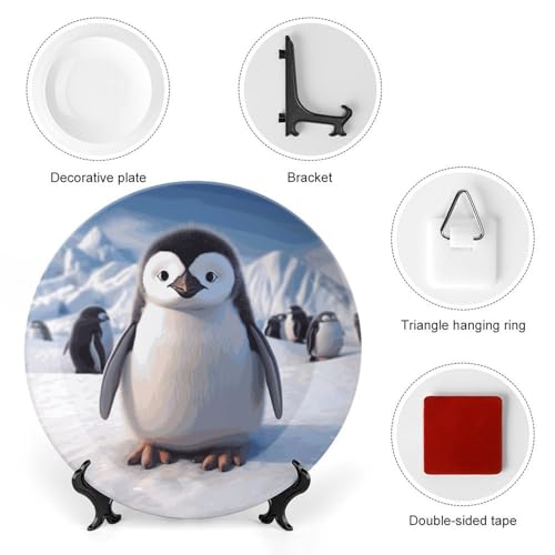 Plato decorativo con pingüino de porcelana Bone China 7 pulgadas miniatura 3