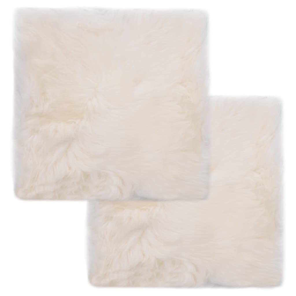 INLIFE Coussins de Chaise Lot de 2 Blanc Peau de Mouton véritable