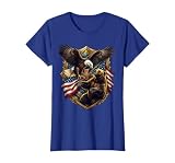 Bald Eagle vs Bear American Wildlife Showdown T-Shirt, Women, Royal Blue, X-Small