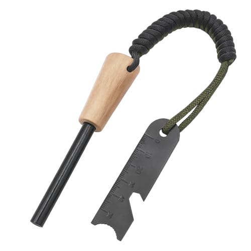 Flint Fire Starter, 12cm Ferro Rod for Camping, Survival and Hiking, Black and Olive Green, 2.3cm Diameter, Waterproof and Portable